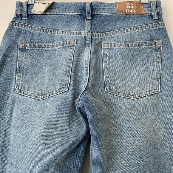 We The Free Jeans Women Size 25 Blue Distressed Maggie Mid Rise Straight Leg - Picture 13 of 13